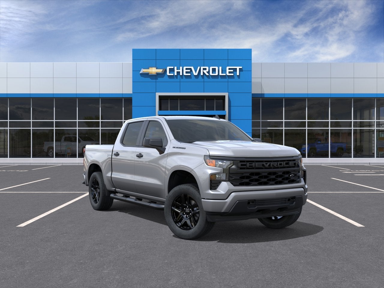2026 Chevrolet Silverado 1500 Custom in Sterling Gray Metallic — front three-quarter view